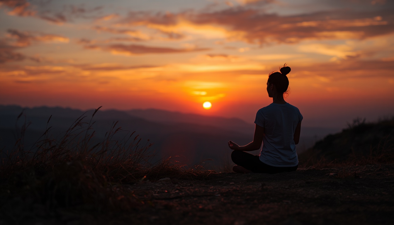 Peaceful mindfulness practice at sunset